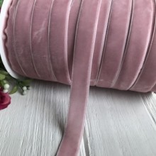 Стрічка велюр, 1,5 см, світло-пудровий, метр