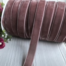 Стрічка велюр, 1,5 см, темно-пудровий, метр