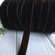 Стрічка велюр, 1,5 см, шоколадний, метр