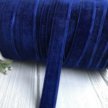 Стрічка велюр, 1,5 см, темно-синій, метр