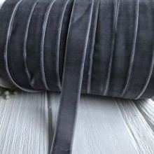 Стрічка велюр, 1,5 см, сірий, метр