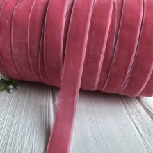 Стрічка велюр, 1,5 см, кораловий, метр
