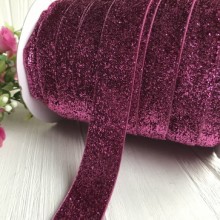 Стрічка велюр з люрексом, 2,5 см, малиновий, метр