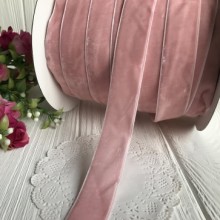 Стрічка велюр, 2,5 см, світло-пудровий, метр