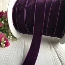 Стрічка велюр, 2,5 см, чорничний, метр