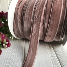 Стрічка велюр, 2,5 см, темно-пудровий, метр