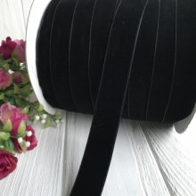 Стрічка велюр, 2,5 см, чорний, метр