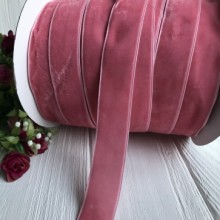 Стрічка велюр, 2,5 см, пудровий, метр