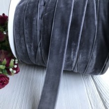 Стрічка велюр, 2,5 см, сірий, метр