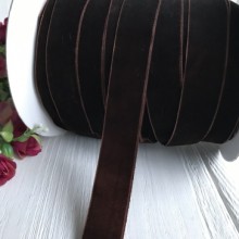 Стрічка велюр, 2,5 см, шоколадний, метр