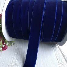 Стрічка велюр, 2,5 см, темно-синій, метр