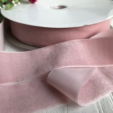 Стрічка велюр, 4 см, світло-пудровий, метр