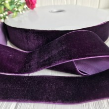 Стрічка велюр, 4 см, чорничний, метр
