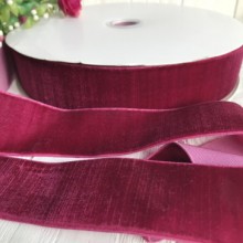 Стрічка велюр, 4 см, вишневий, метр