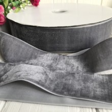 Стрічка велюр, 4 см, сірий, метр