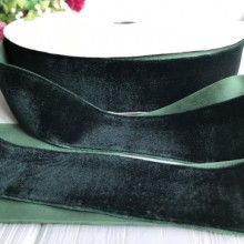 Стрічка велюр, 4 см, темно-зелений, метр