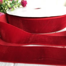 Стрічка велюр, 4 см, червоний, метр