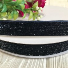 Стрічка велюр з люрексом, 1,5 см, сапфіровий, метр