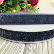 Стрічка велюр з люрексом, 1,5 см, джинс, метр