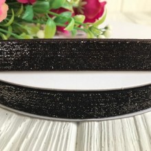 Стрічка велюр з люрексом, 1,5 см, шоколадний, метр