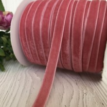 Стрічка велюр, 1 см, кораловий, метр