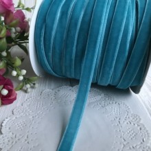 Стрічка велюр, 1 см, світло-бірюзовий, метр