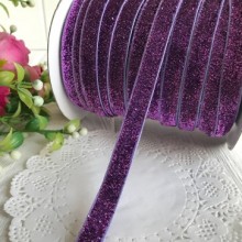 Стрічка велюр з люрексом, 1 см, фіолетовий, метр
