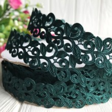 Стрічка-мереживо, 2 см, темно-зелений