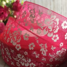 Органза півонія, 2,5 см, малиновий