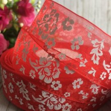 Органза півонія, 2,5 см, червоний