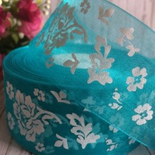 Органза півонія, 4 см, бірюзовий