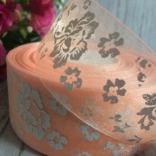 Органза півонія, 4 см, персиковий