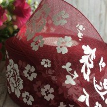 Органза півонія, 4 см, бургунді