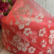 Органза півонія, 4 см, кораловий