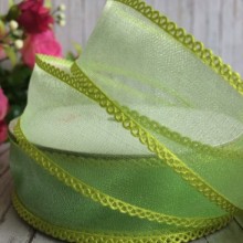 Органза з ажурним краєм, 2,5 см, салатовий