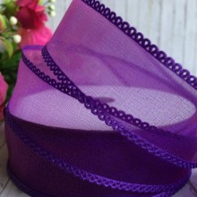 Органза з ажурним краєм, 2,5 см, темно-фіолетовий