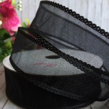 Органза з ажурним краєм, 2,5 см, чорний