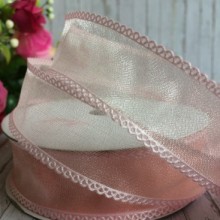 Органза з ажурним краєм, 2,5 см, персиковий