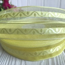 Органза з атласним візерунком, 2 см, жовтий