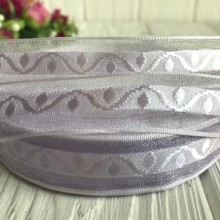 Органза з атласним візерунком, 2 см, світло-ліловий