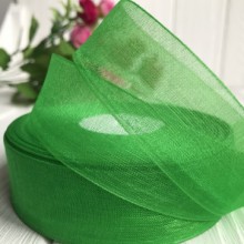 Органза 2,5 см, зелений, метр