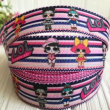 Репс 2,5 см Lol, чорно-біло-червона смуга, метр