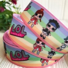Репс 2,5 см Lol, рожево-лилово-м'ятна смуга, метр