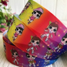 Репс 2,5 см Lol, райдужне вертикальне омбре, метр