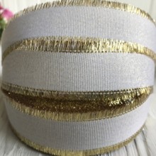 Репс бахрома, 2,5 см, білий із золотом, метр