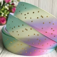 Репс омбре із зірочками, 2,5 см, пастельна діагональ