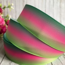 Репс Омбре, 2,5 см, зелений-світло-малиновий-салатовий