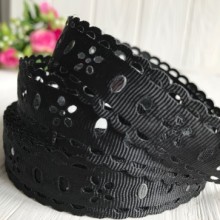 Репс з перфорацією, 2 см, чорна (квіточка)