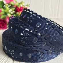 Репс з перфорацією, 2 см, сапфіровий (квіточка)