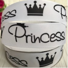 Репс 2,5 см, Princess, білий із чорним